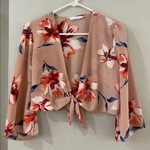 Lush Tie-Front Floral Top